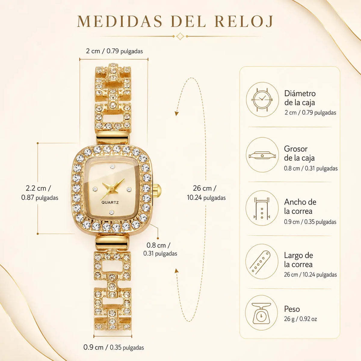 Aurora™ Reloj Joya Dorado para Mujer