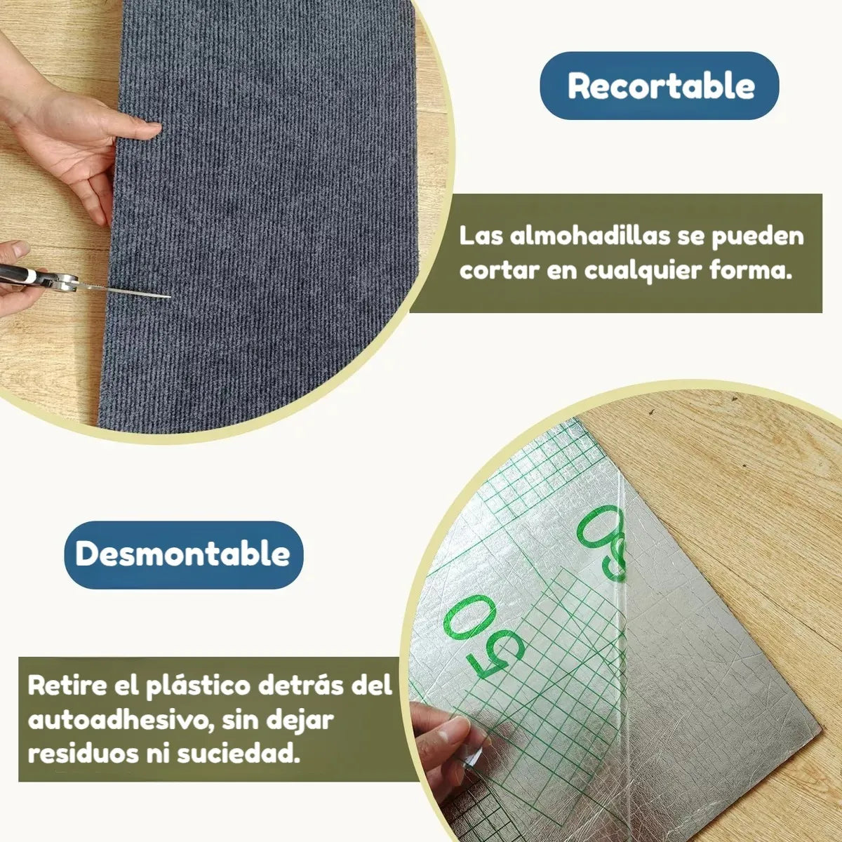 Alfombra Adhesiva Gris Para Gatos 🐱