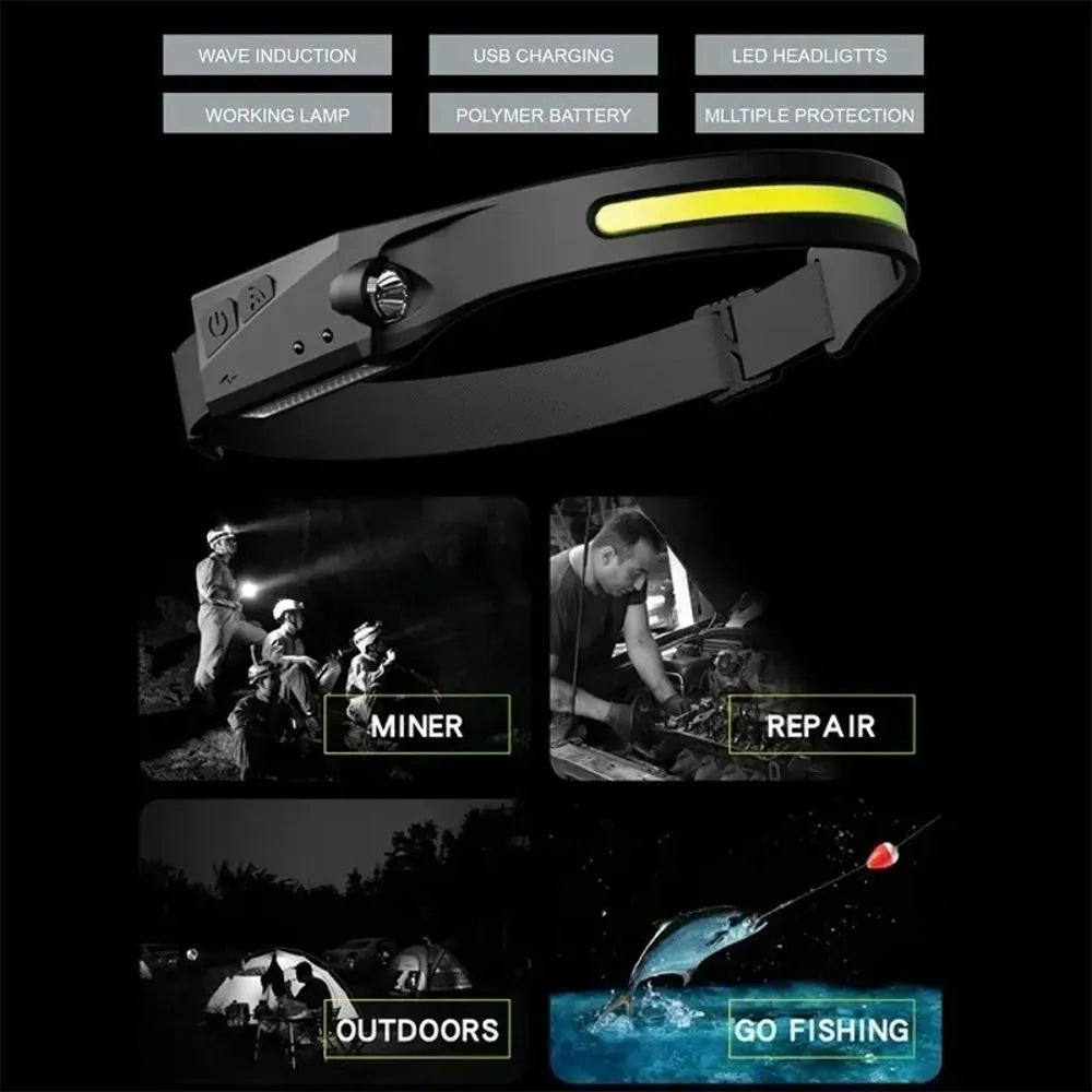 Linterna LED de Cabeza con Sensor (Recargable🔋)
