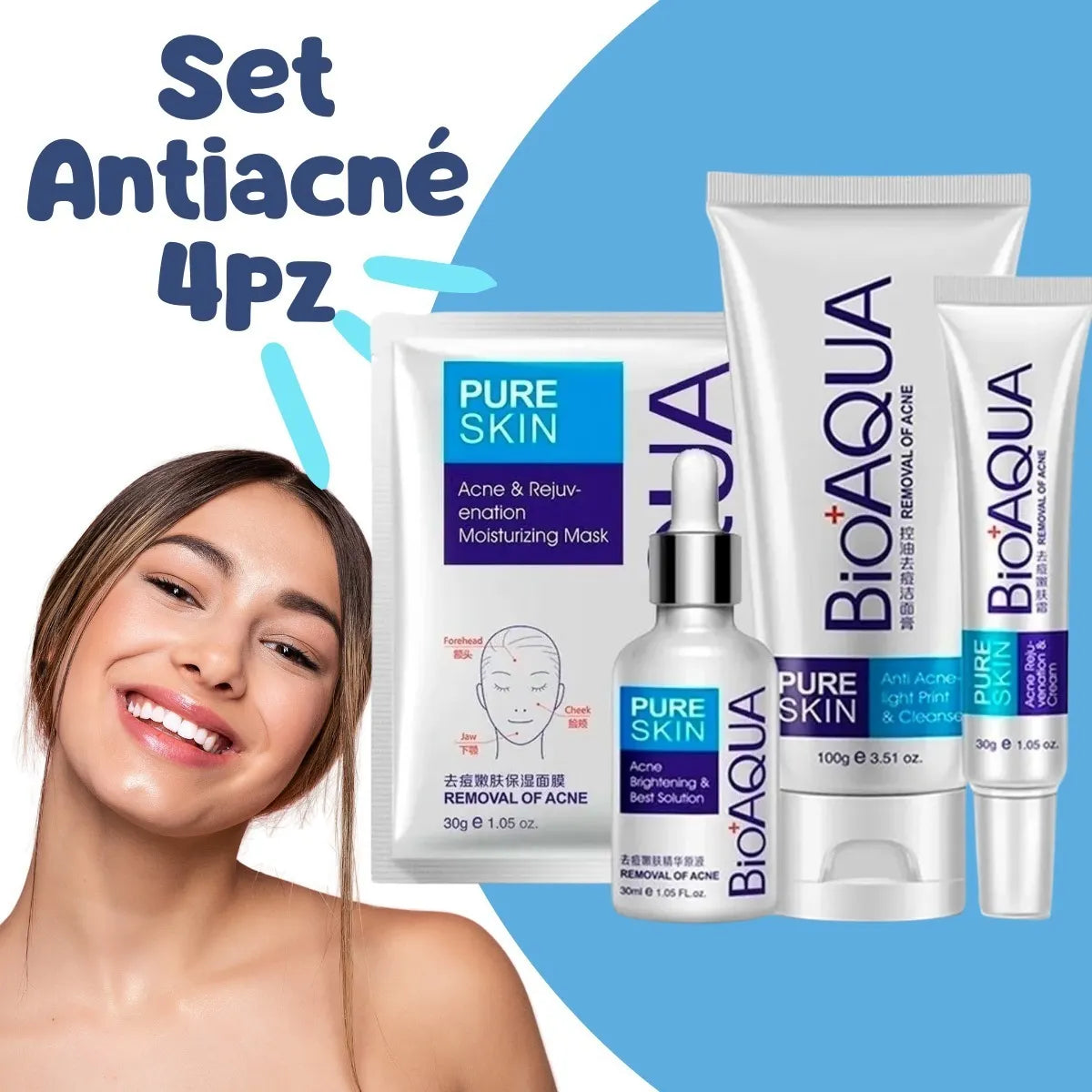 🤩KIT ANTI ACNE BIOAQUA ⭐⭐⭐⭐⭐ (ENVÍO GRATIS)