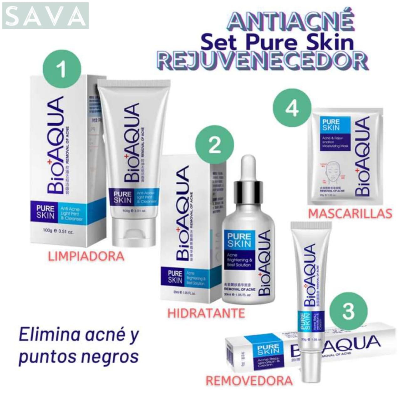 🤩KIT ANTI ACNE BIOAQUA ⭐⭐⭐⭐⭐ (ENVÍO GRATIS)