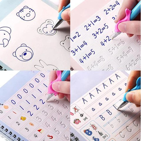 KIT X 4 LIBROS DE CALIGRAFÍA TINTA MÁGICA REUTILIZABLE