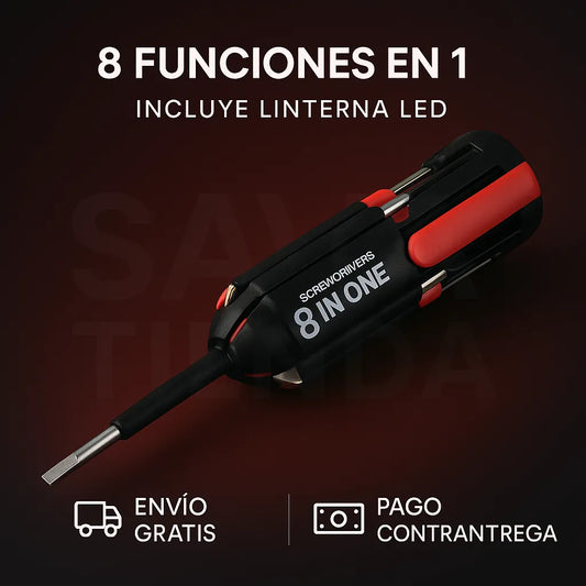 Destornillador 8 en 1 con Linterna