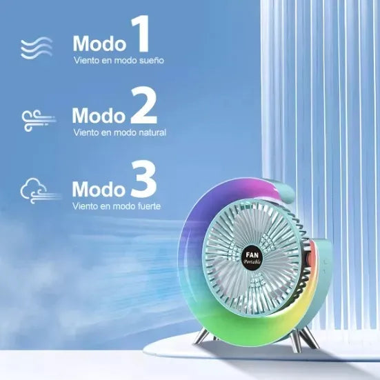 Ventilador de Mesa con Luz  RGB 🌀