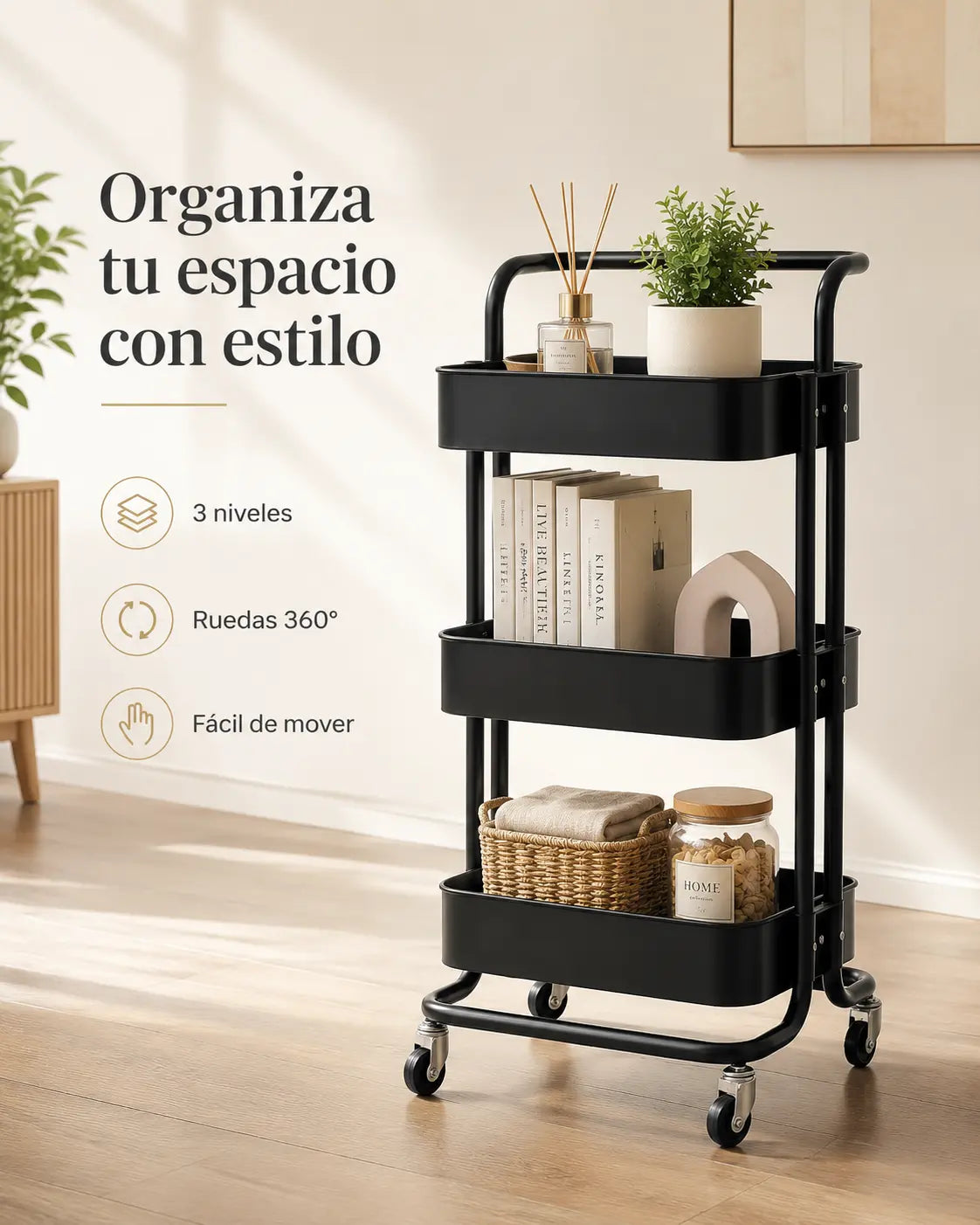Organizador Negro Multiusos 3 Niveles
