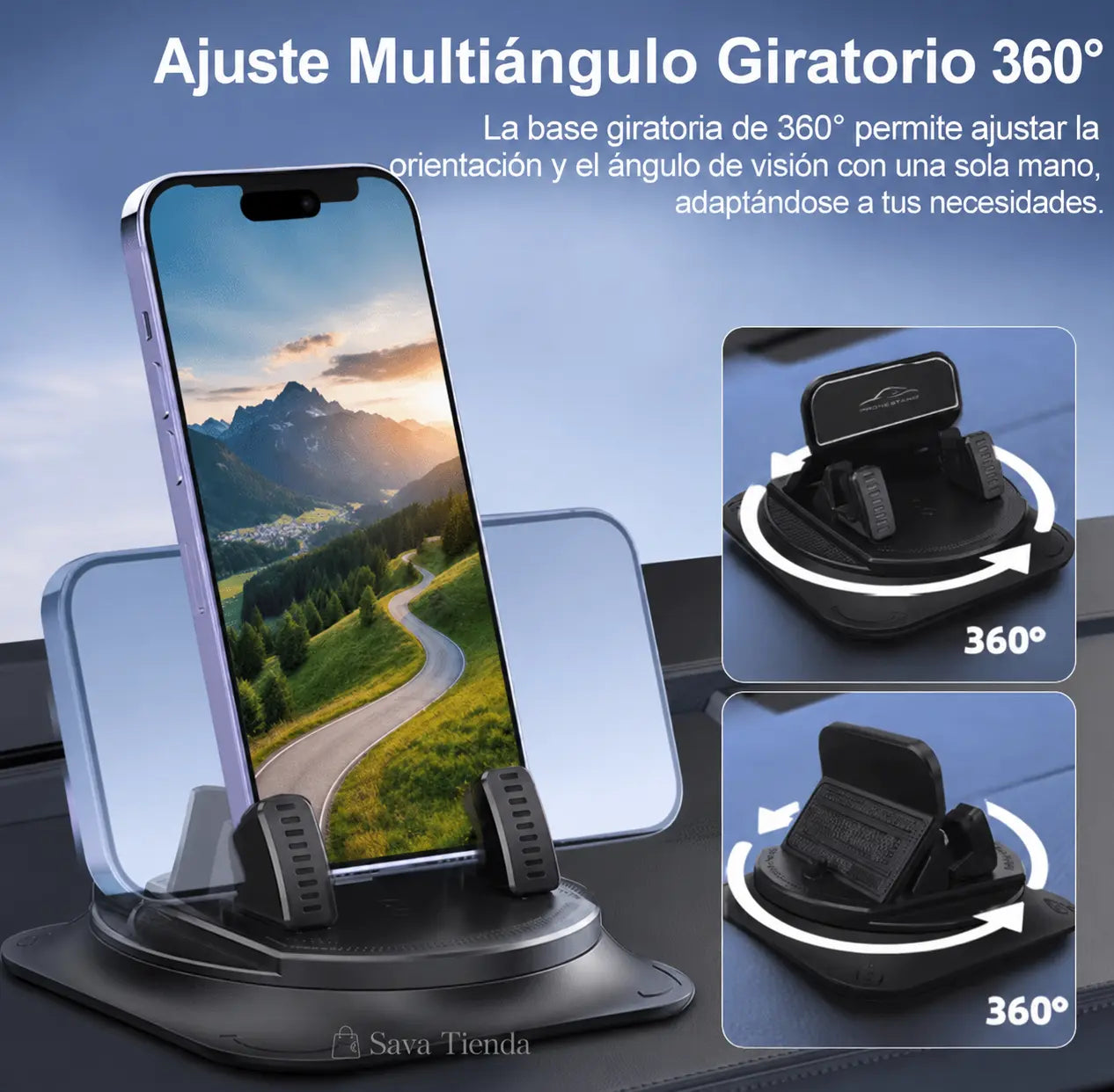 Soporte Móvil 360° Antideslizante para Carro