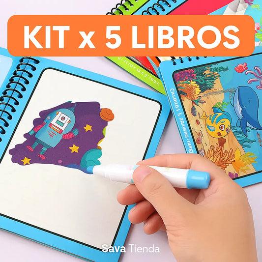 Kit x 5 Libros Mágicos Para Colorear con Agua